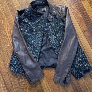 GAP Women's Black and Brown Leather Jacket